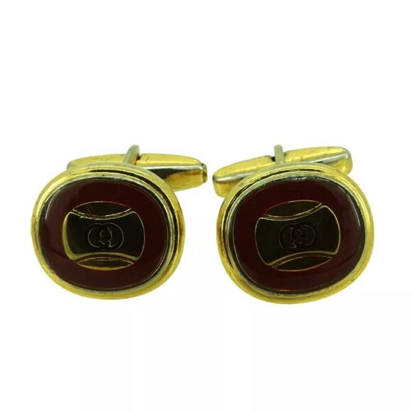 GUCCI Cuffs Double G Bordeaux Gold & Silver Bracket Authentic USED T20613 authen - Picture 8 of 16